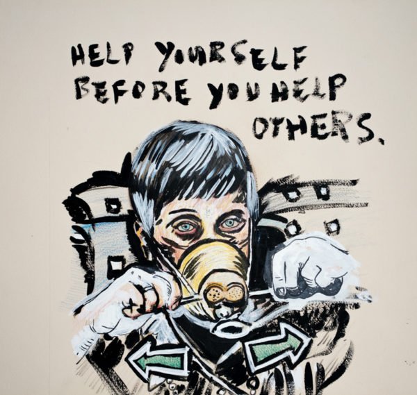 Sketch, "Help Yourself Before You Help Others," Watercolor on Paper.