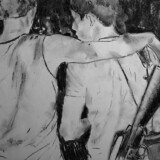 Charcoal on Newsprint, 42 x 59.4cm., 16.5 x 23 in.