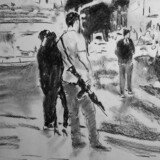 Charcoal on Paper, 42 x 59.4cm., 16.5 x 23 in.