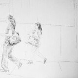 Charcoal on Paper, 42 x 59.4cm., 16.5 x 23 in. Romeo Alaeff, "Life During Wartime."