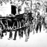 Black Bloc Protests. May Day. Berlin. Charcoal on Paper, 42 x 59.4cm., 16.5 x 23 in. Black Bloc Protests. May Day. Berlin. Charcoal on Paper, 42 x 59.4cm., 16.5 x 23 in.