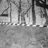 Close Up. Police Tape. Charcoal on Paper, 58.26 x 86.61 in. (148 cm x 220 cm.)