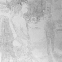 Detail - Watercolor on Canvas, 140 x 240 cm (4' 7" x 7'10")